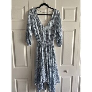 VIX Paula Hermanny Dress Womens Small Deep V Neck Dress Resort Wear Luxury